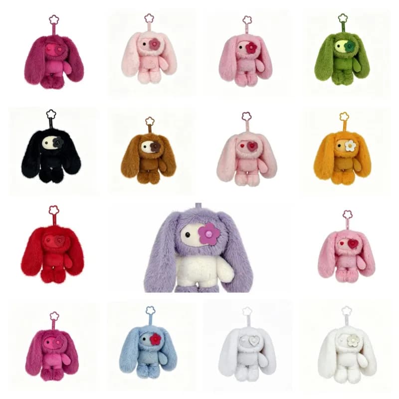 fluffy rabbit keychain