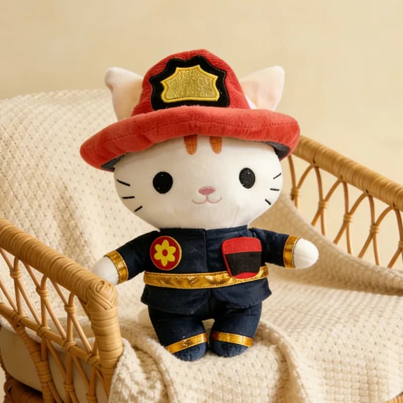 Firefighter cat plush